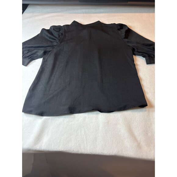 Halston Womens Black Button-Up Blouse L - - Picture 12 of 15